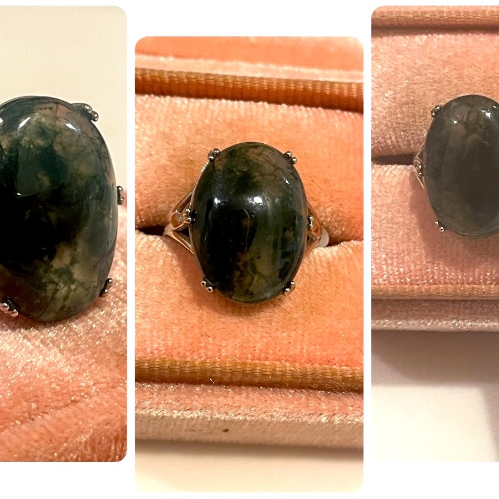 Imported 925 Genuine Natural Stone Moss Agate Cabochon Sz5 NWT